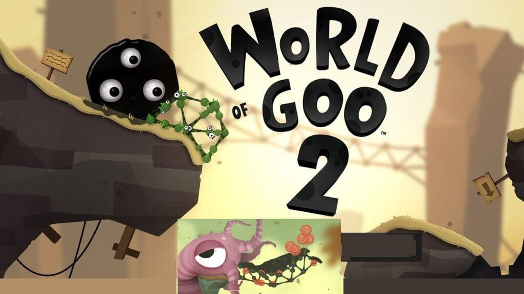 featured image for our news on World of Goo 2 mobile. It shows a few creepy creatures which have eyes, probably black soot ghosts or spiders.